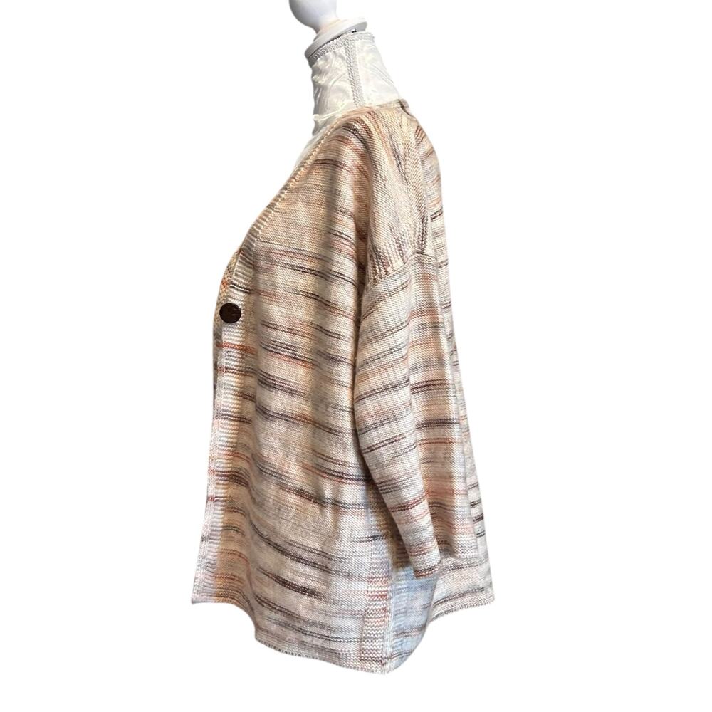 PureJill Cream Stipe Cardigan Womens Sz Small Cotton Blend Sweater One Button - Picture 9 of 16